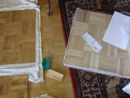 Réalisation de la teinte du parquet